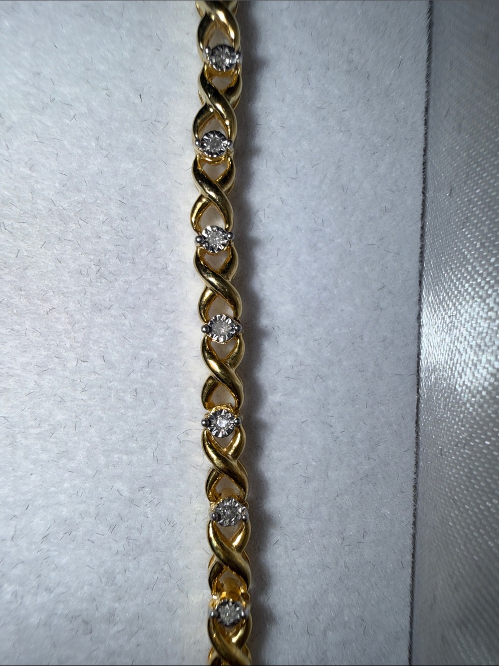 Natural Diamond Bracelet Sterling Silver 14k Gold Plated NWT